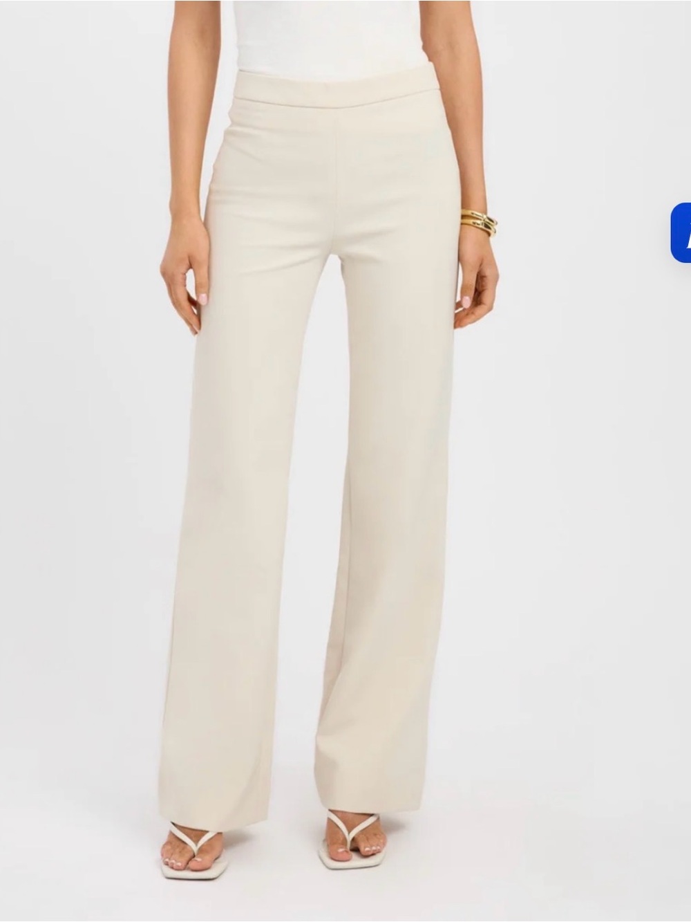 Kookai Cream Wide-Leg High-Rise Pants